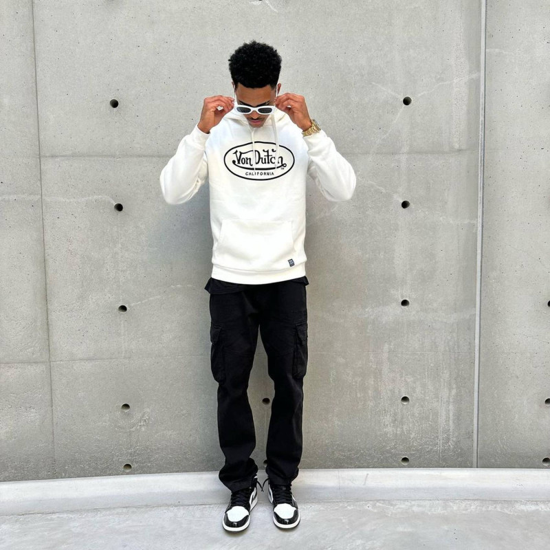 Sweat à Capuche Blanc Molletoné BRAND | Homme - Vondutch Vondutch - 3