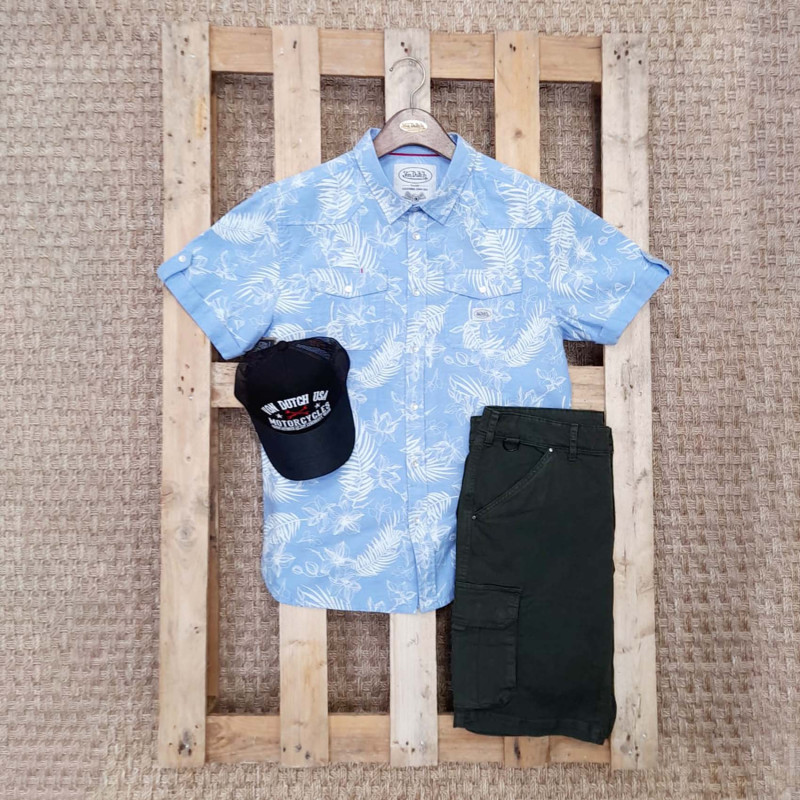 Chemise homme Chambray imprimé fleurs en coton Vondutch - 6