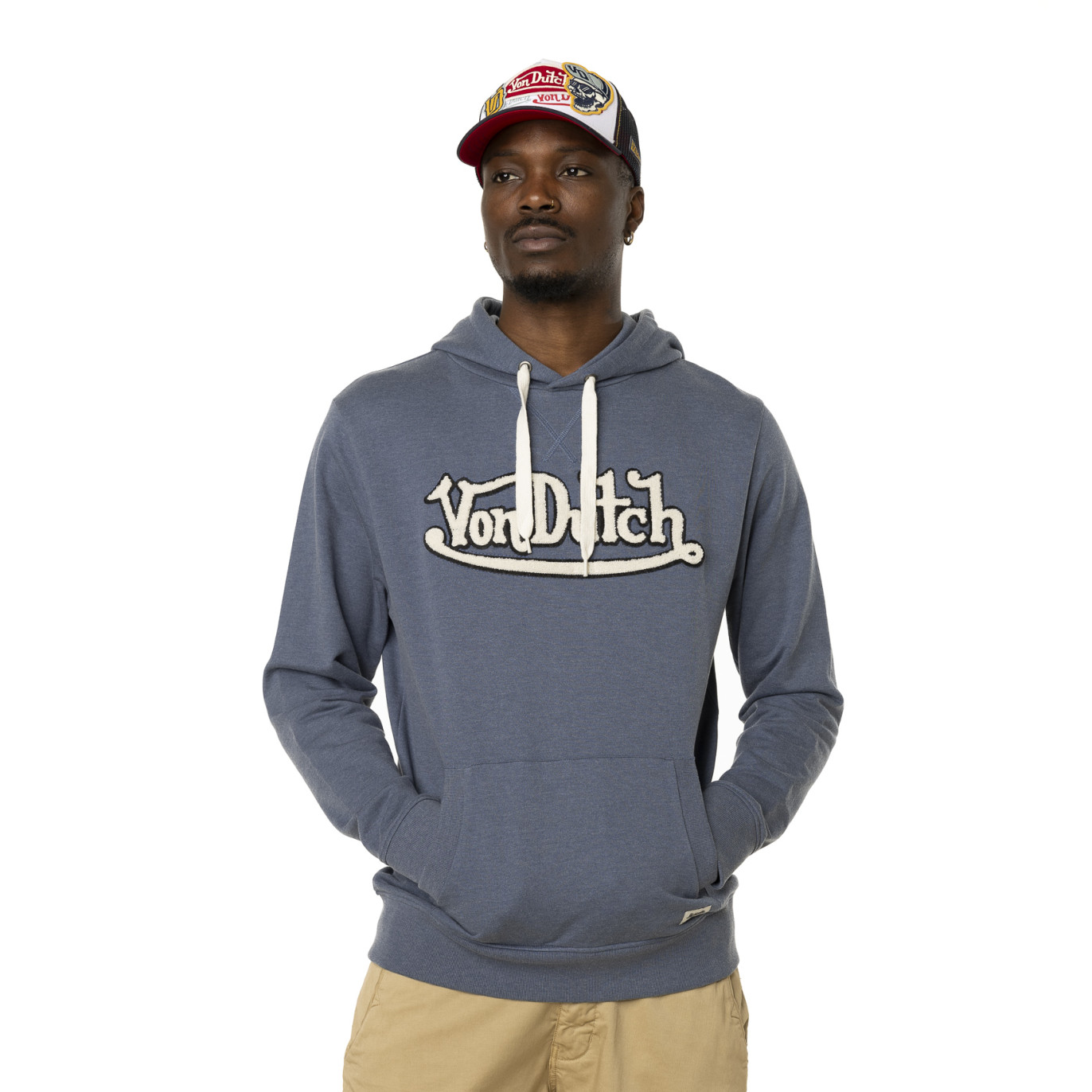 Sweat à capuche logo à bouclette Bleu Chiné Baz | Homme - Vondutch Vondutch - 1