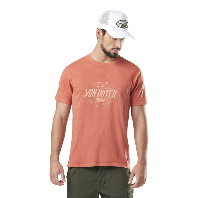 T-shirt homme col rond et print devant avec acid wash en coton Brand Vondutch - 1
