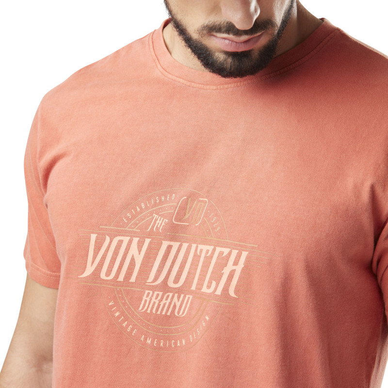 T-shirt homme col rond et print devant avec acid wash en coton Brand Vondutch - 2