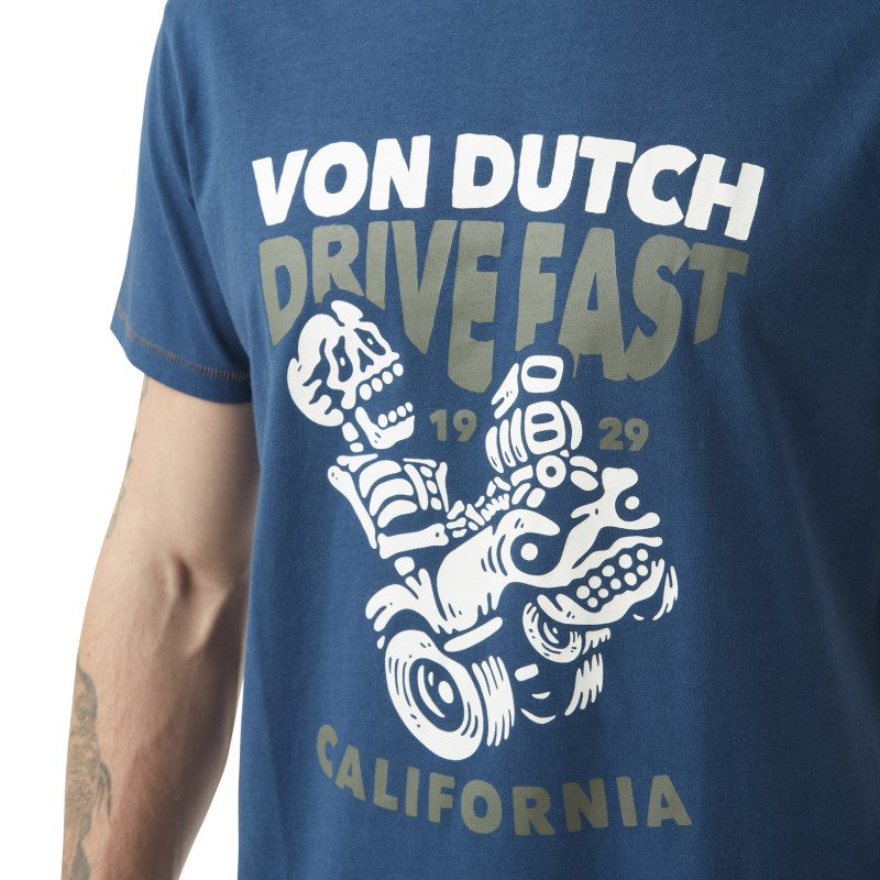 T-shirt homme col rond avec print devant en coton Drive Vondutch - 2