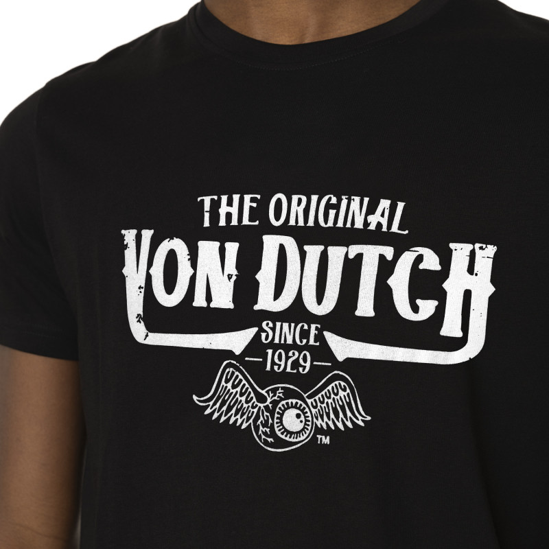 T-shirt homme col rond avec print devant avec acid wash en coton Orig Vondutch - 2