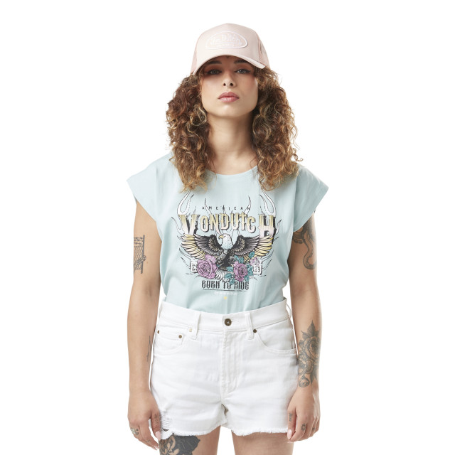 T-shirt femme col rond print devant Eagle Vondutch - 1