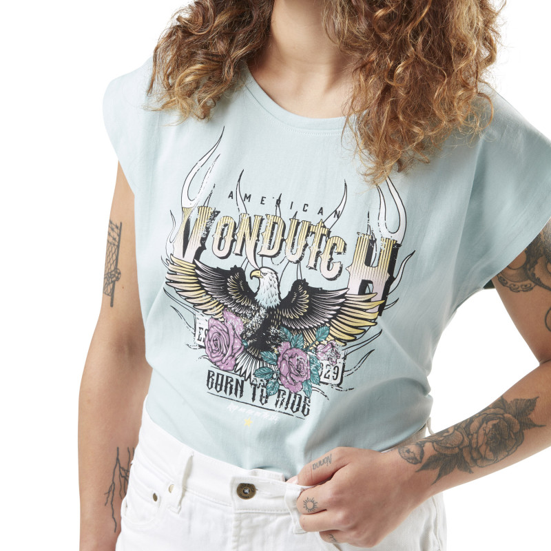 T-shirt femme col rond print devant Eagle Vondutch - 2