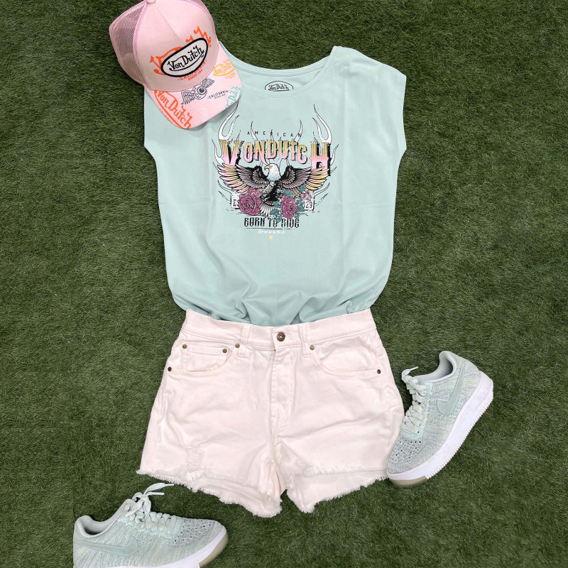 T-shirt femme col rond print devant Eagle Vondutch - 5