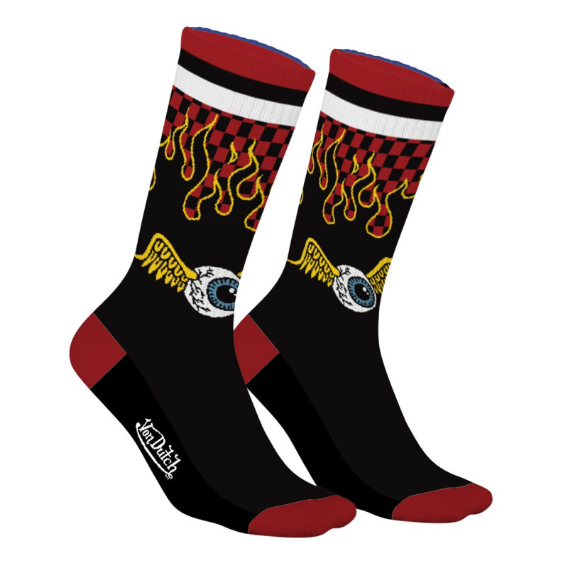 Lot de 2 paires de chaussettes tennis fantaisies noires, rouges | Homme- Vondutch Vondutch - 3