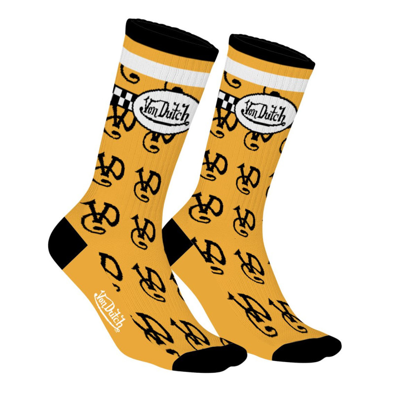 Lot de 2 paires de chaussettes tennis fantaisies noires, jaunes| Homme- Vondutch Vondutch - 3