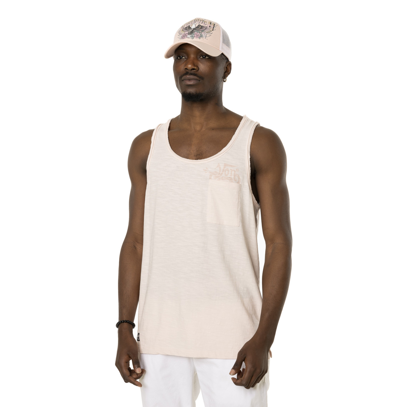 Débardeur homme en slub avec poche et print en coton Chill Vondutch - 1