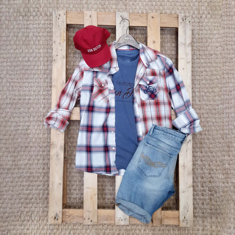 Chemise à carreaux en Coton coupe Regular Manches longues Blanc, Rouge, Bleue CHECK | Homme - Vondutch Vondutch - 5