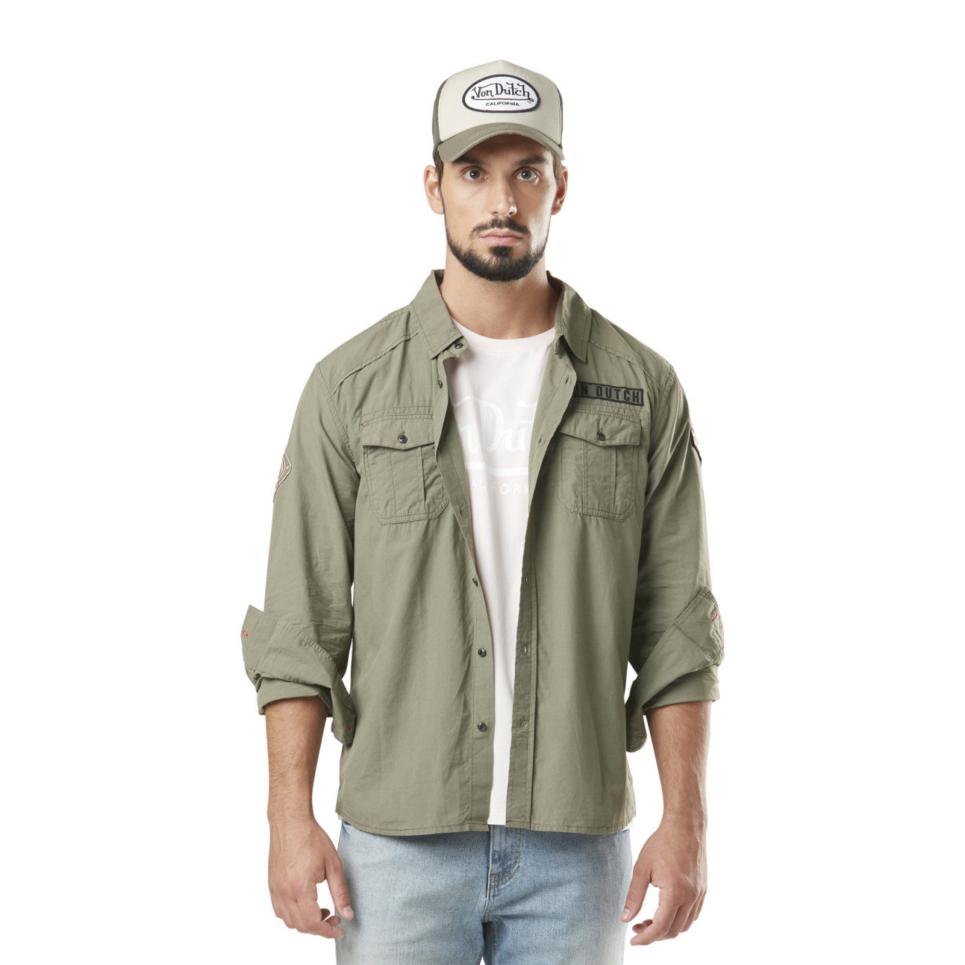 Chemise en Coton coupe Régular Manches longues Verte RUDY | Homme - Vondutch Vondutch - 1