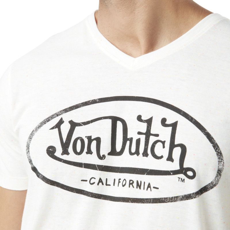 Tee Shirt Blanc coupe Régular Col V effet Flammé TYRON | Homme - Vondutch Vondutch - 2