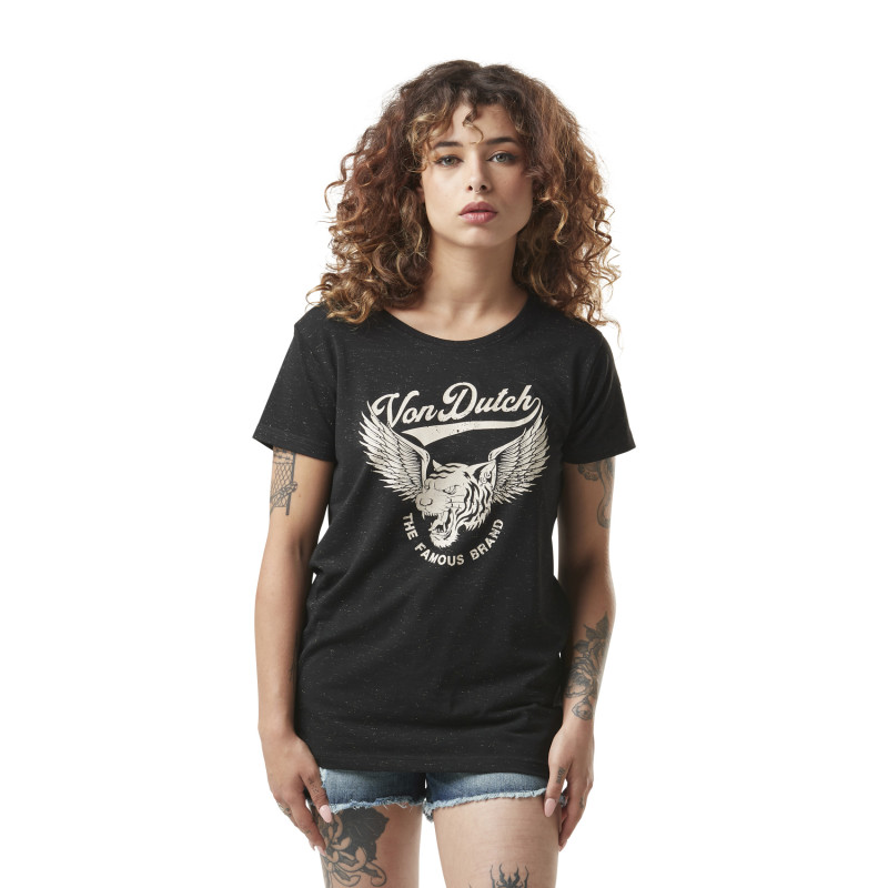 T-shirt femme col rond print devant Famous Vondutch - 3