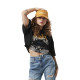 Crop top femme loose print devant en coton Will Vondutch - 1
