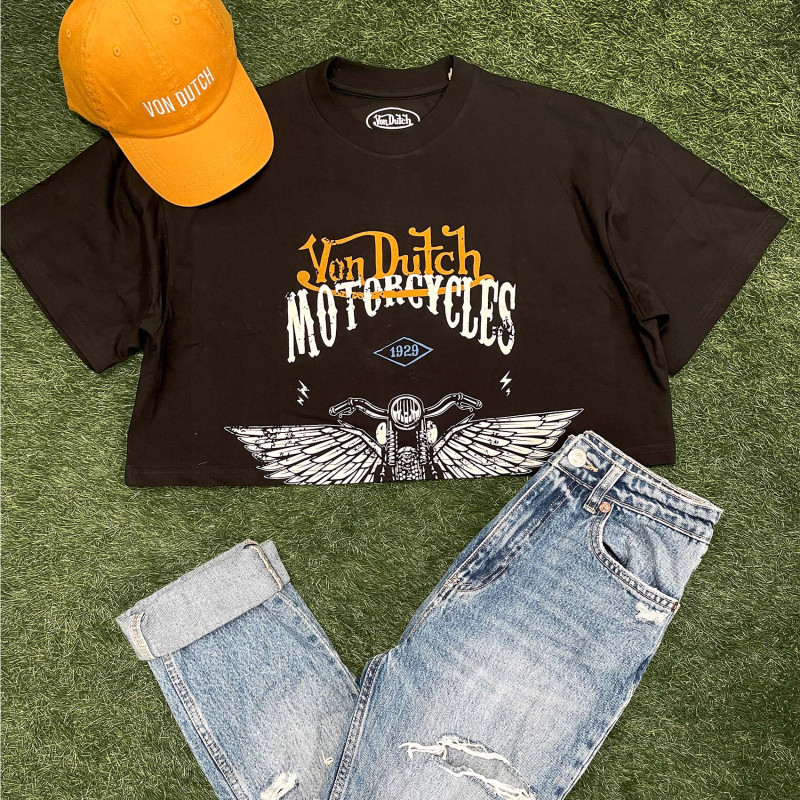 Crop top femme loose print devant en coton Will Vondutch - 5