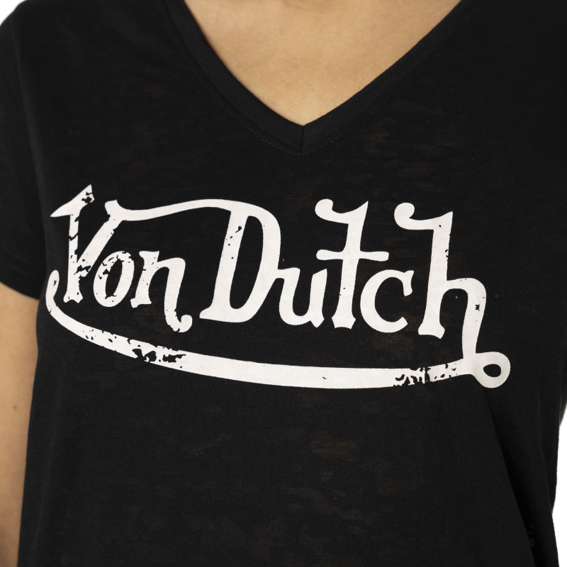 Tee Shirt Noir coupe Regular Col V CLASSIC | Femme - Vondutch Vondutch - 2