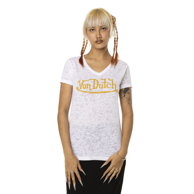 T-shirt femme en col v avec print devant Classic Vondutch - 1