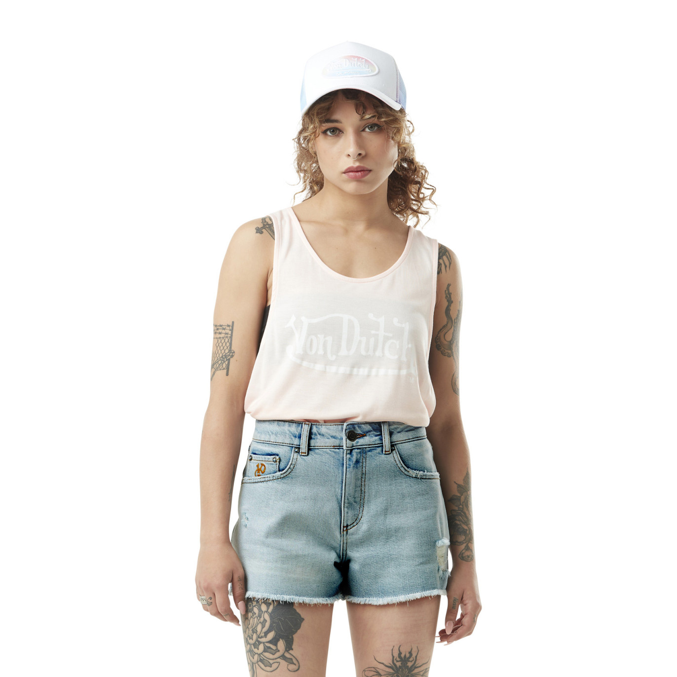 Short en Jean coupe Court Bleu effet Délavé, Effet usé | Femme - Vondutch Vondutch - 1