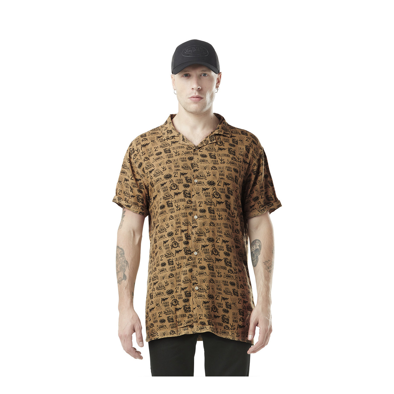 Chemise Hawaïenne coupe Regular Manches courtes Beige AOP | Homme - Vondutch Vondutch - 1