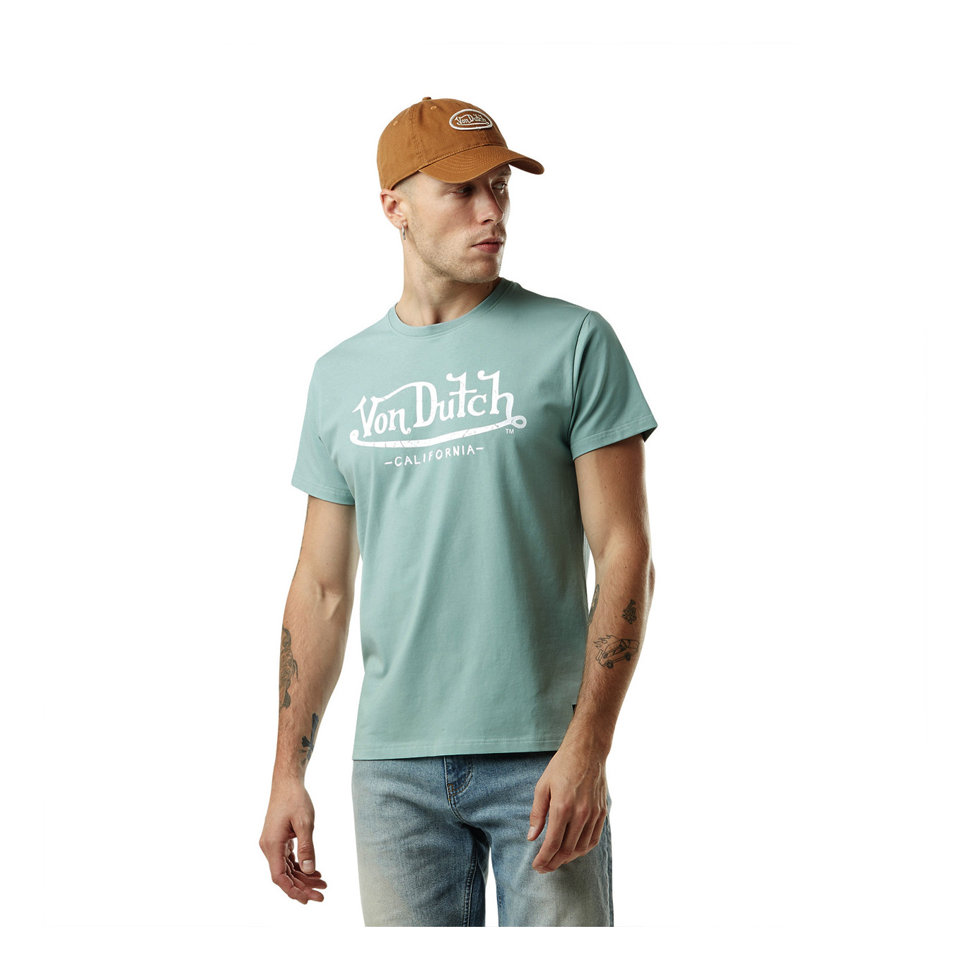 Tee Shirt Bleu turquoise coupe Slim Col rond LIFE | Homme - Vondutch Vondutch - 1