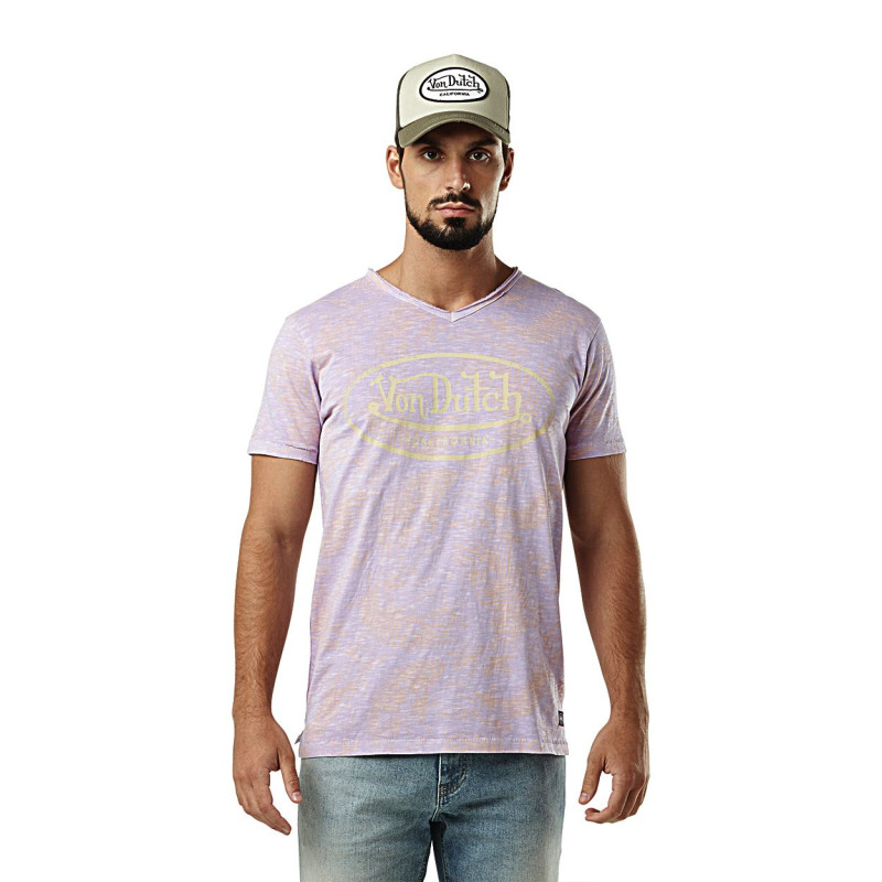 T-shirt homme col v avec traitement en coton Ron Vondutch - 1