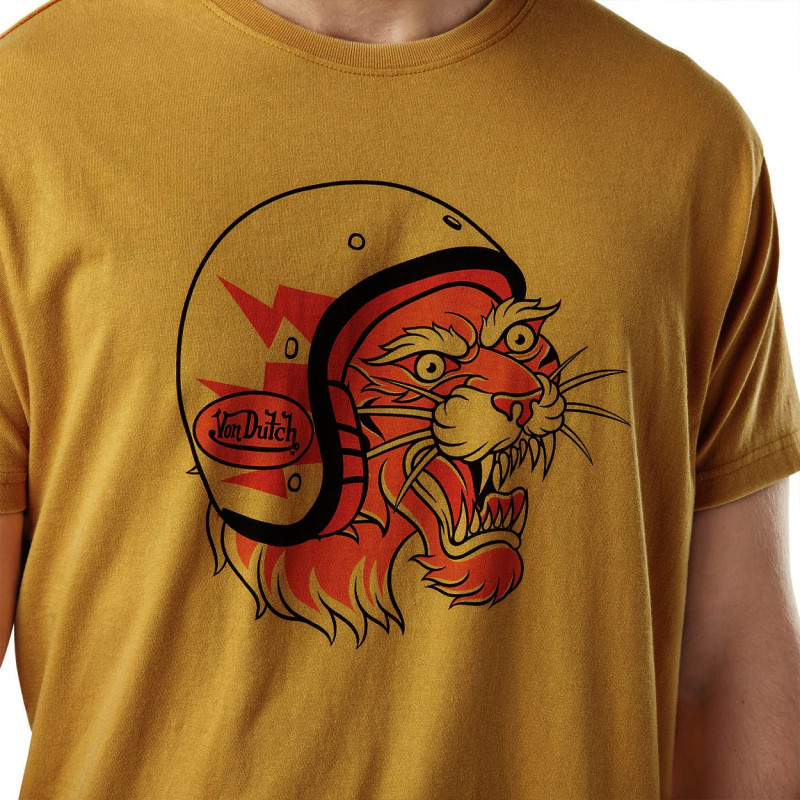 T-shirt homme col rond et print avec acid wash en coton Lion Vondutch - 2