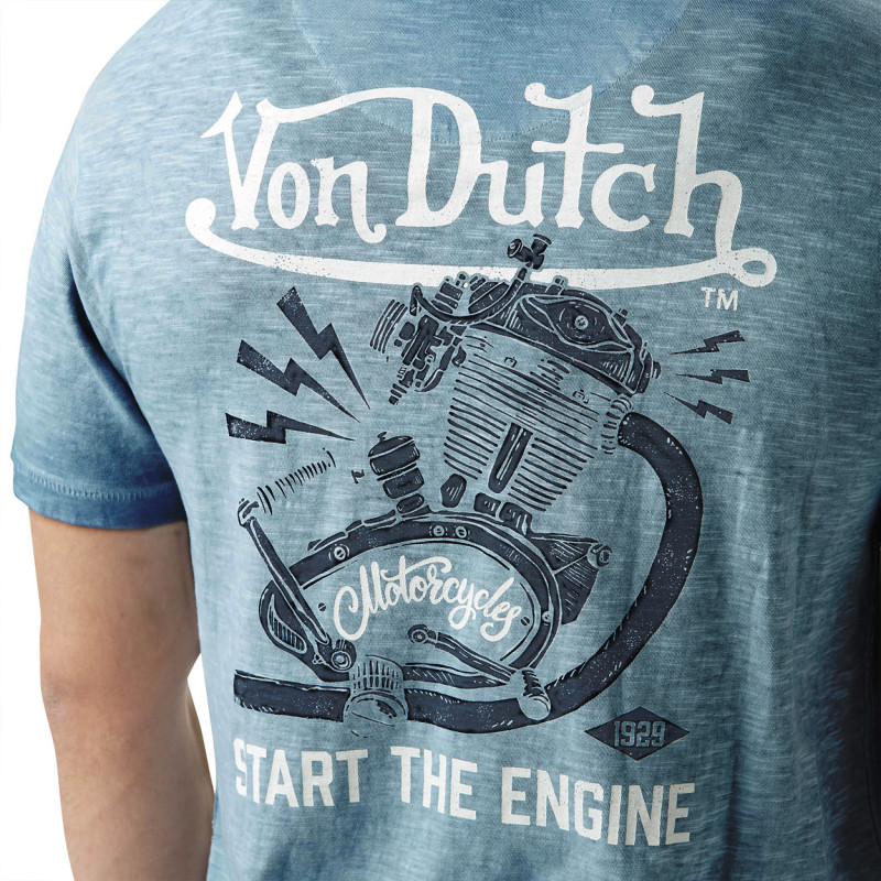 T-shirt homme slub col rond avec print en coton Pist Vondutch - 2