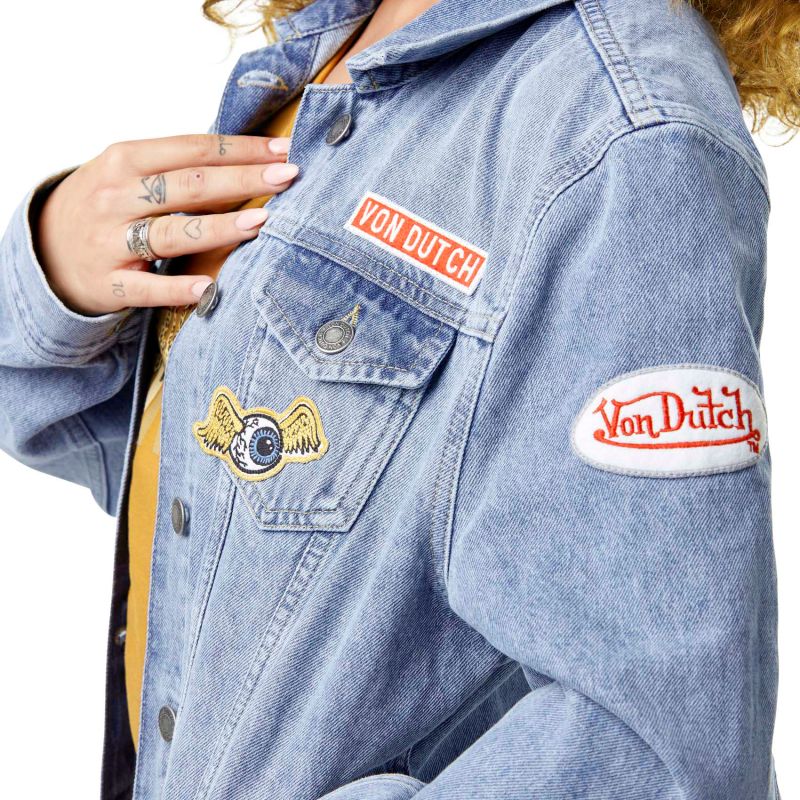 Veste en Jean effet Délavé, Usé Mi saison Bleue SALLY | Femme - Vondutch Vondutch - 4