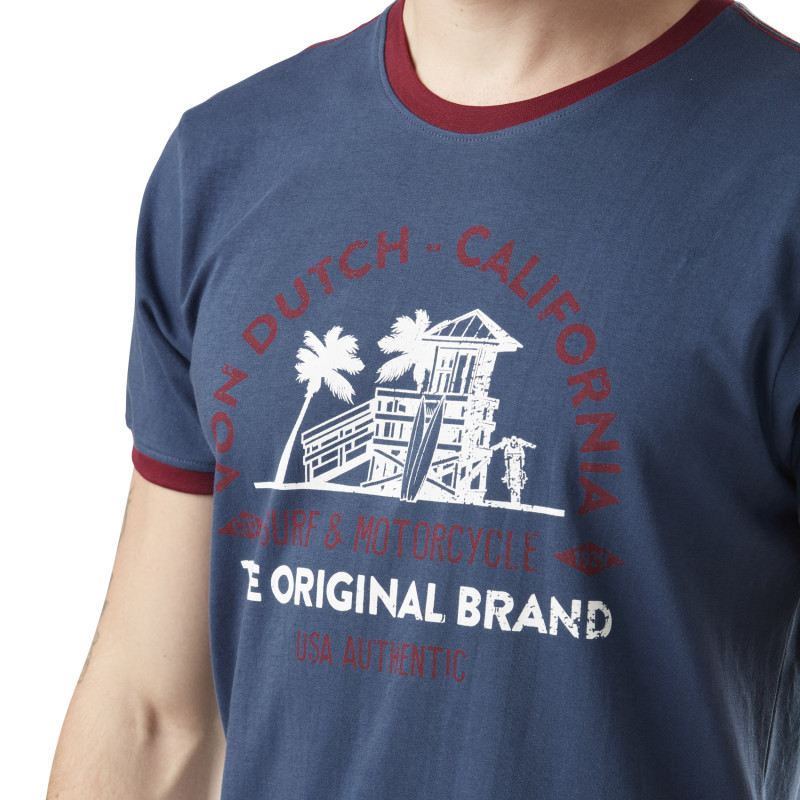Tee Shirt Bleu marine coupe Regular Col rond contrasté SURF | Homme - Vondutch Vondutch - 2