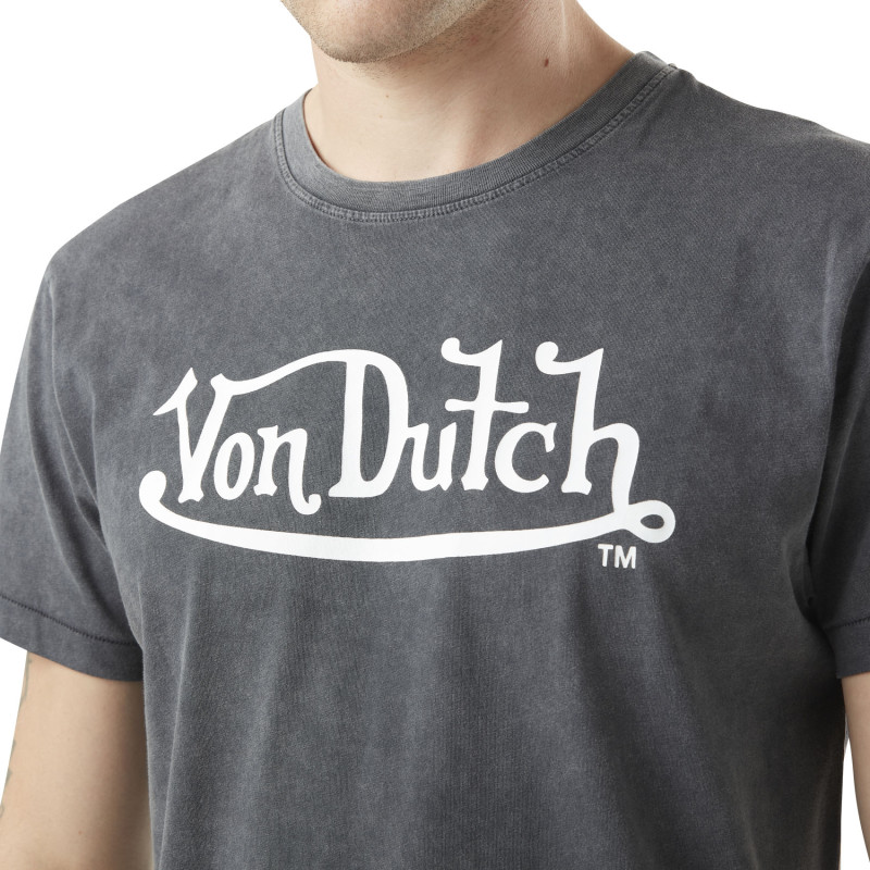 Tee Shirt Noir coupe Regular Col rond effet Délavé, Usé VON | Homme - Vondutch