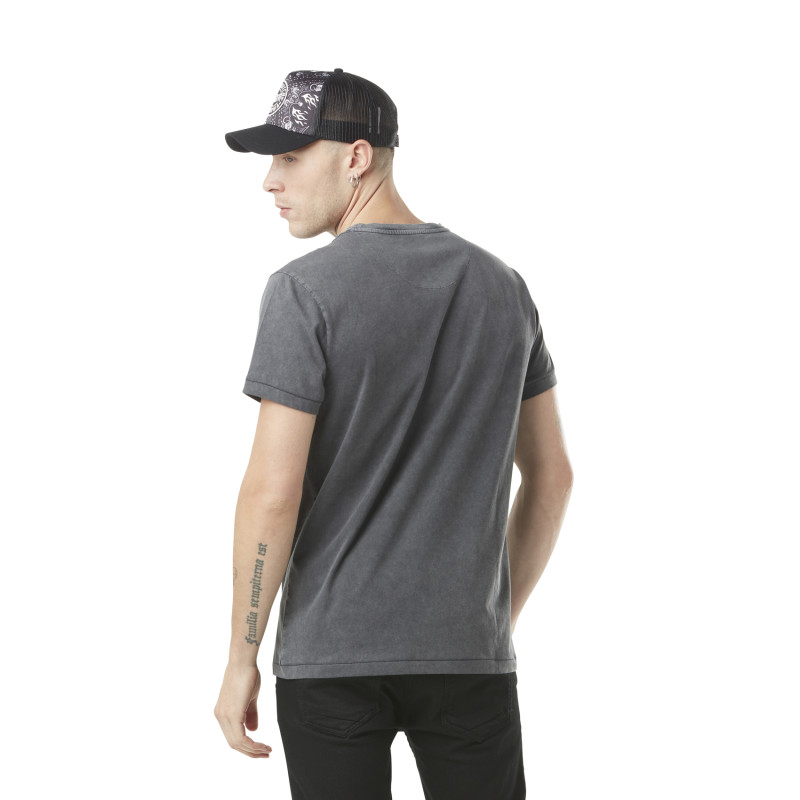 Tee Shirt Noir coupe Regular Col rond effet Délavé, Usé VON | Homme - Vondutch