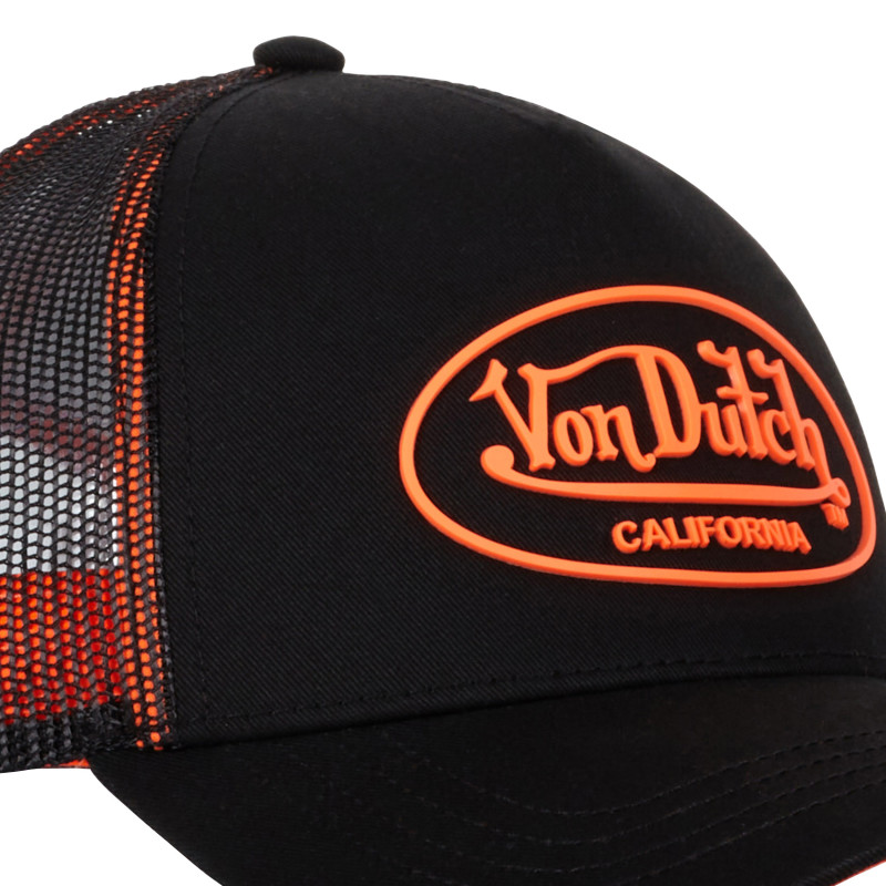 Casquette Vondutch Noir/Orange fluo Trucker Snapback DOM