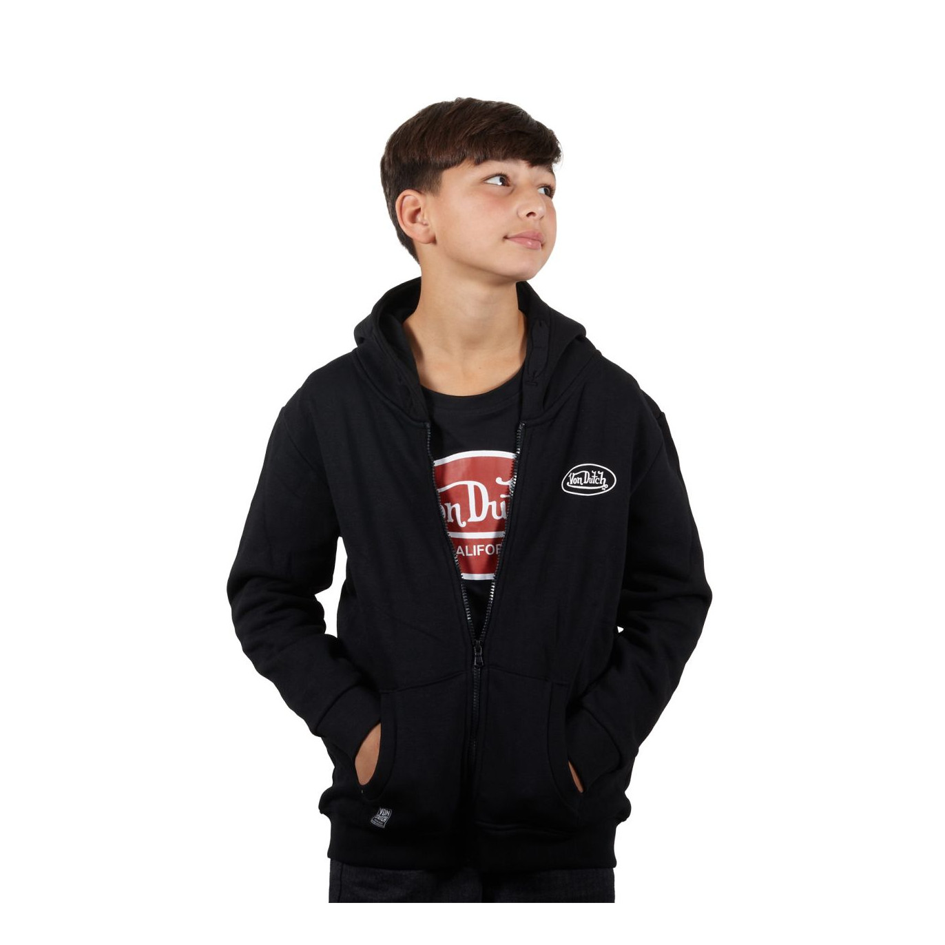 Sweat à capuche Zippé Noir SLIMAN | Enfant - Vondutch