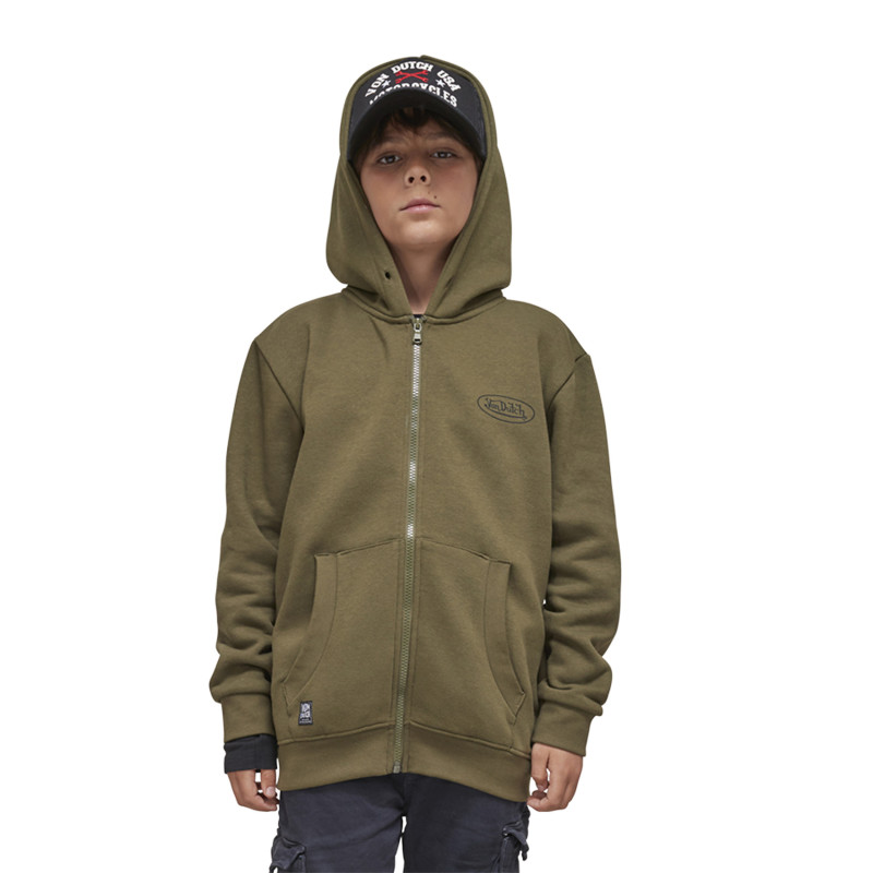 Sweat zippé à col rond et capuche garçon Von Dutch Slimane