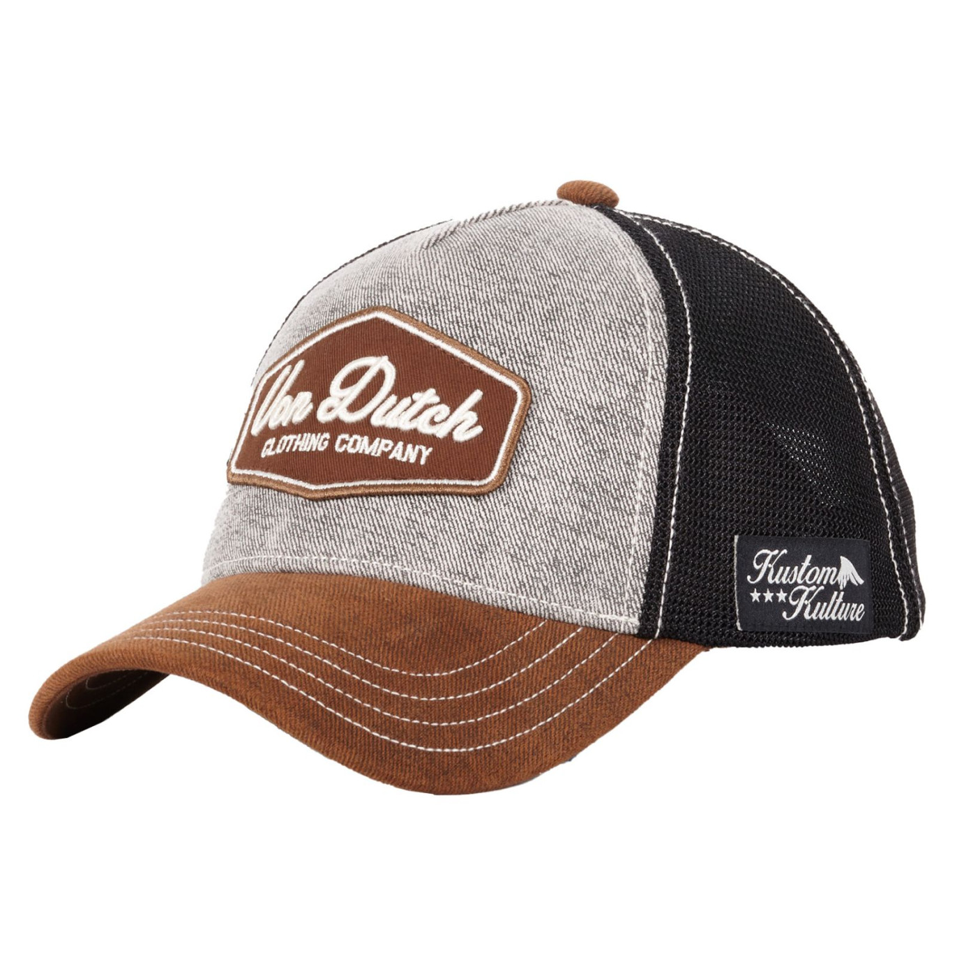 Casquette Vondutch Marron/Beige/Noir Baseball Snapback LEA