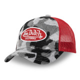 Casquette Vondutch Noir/Gris/Rouge Trucker Snapback en Fausse fourrure CAMO