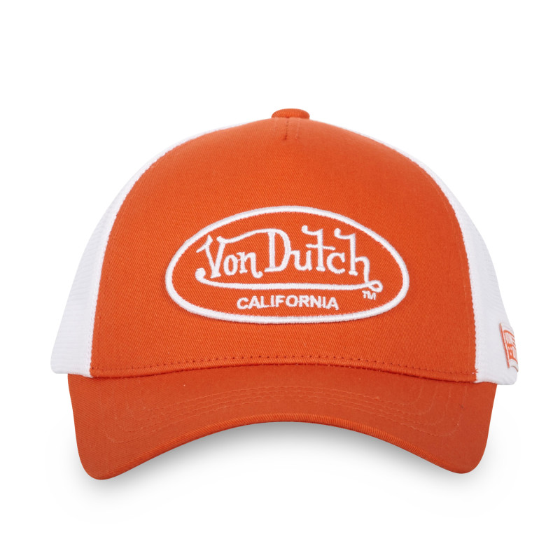 Casquette Vondutch Blanc/Orange Trucker Strapback / Boucle LOFB
