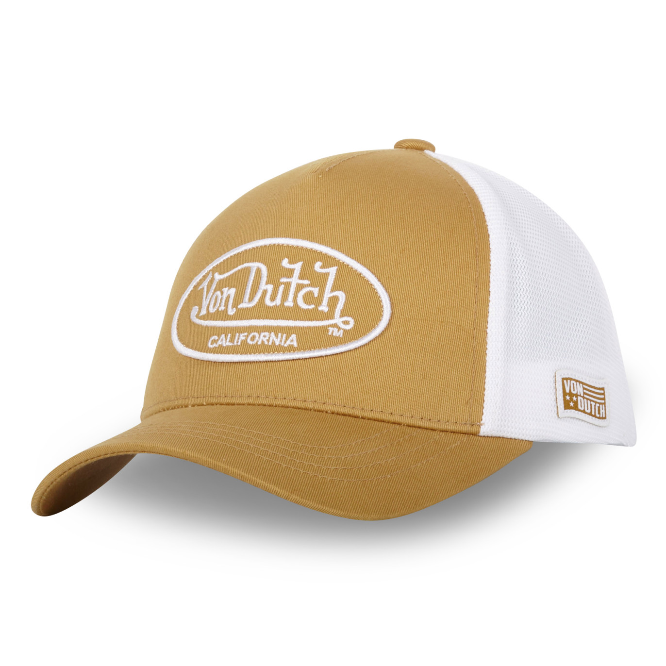 Casquette Vondutch Blanc/Marron Trucker Strapback / Boucle LOFB