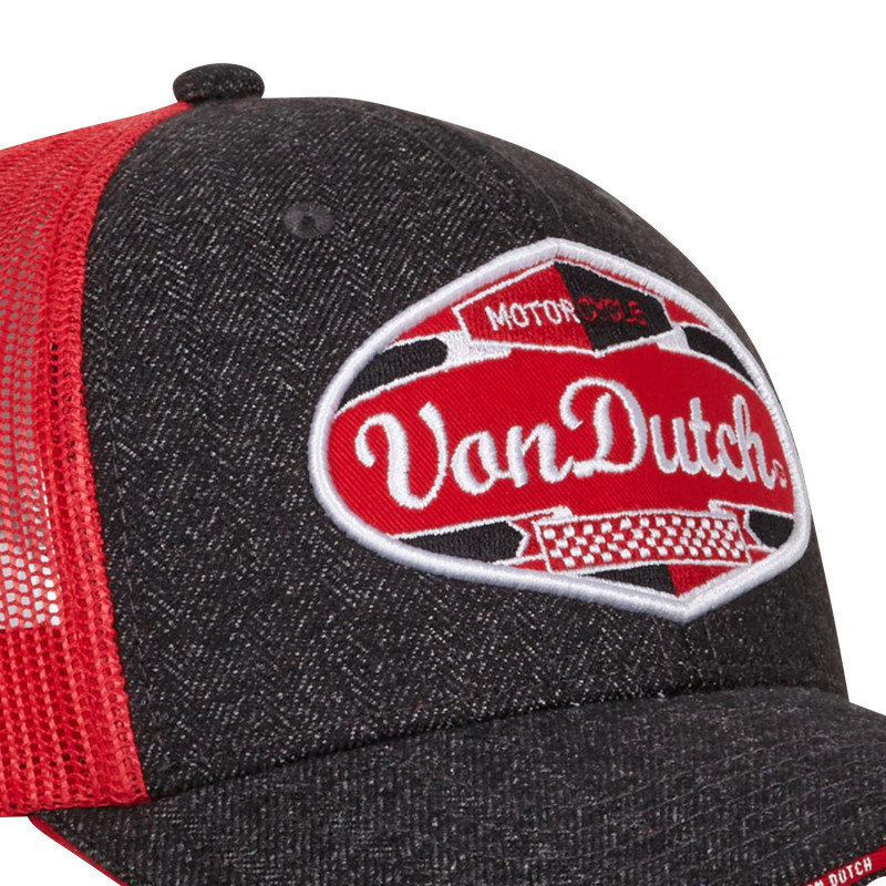 Casquette Vondutch Gris/Rouge Trucker Snapback effet Tweed MIXED