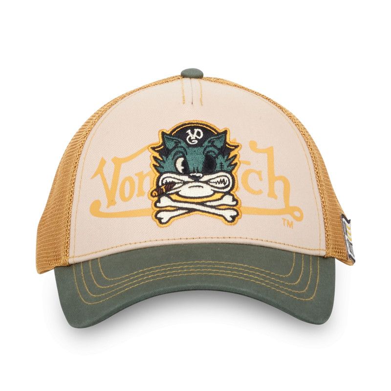 Casquette Vondutch Beige/Kaki/Jaune Trucker Snapback PIRATE CAT