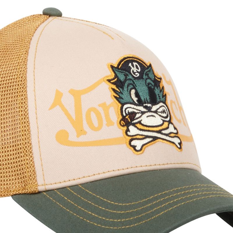 Casquette Vondutch Beige/Kaki/Jaune Trucker Snapback PIRATE CAT