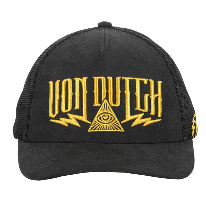 Casquette Vondutch Noir/Jaune Trucker Snapback en Suedine ROCK