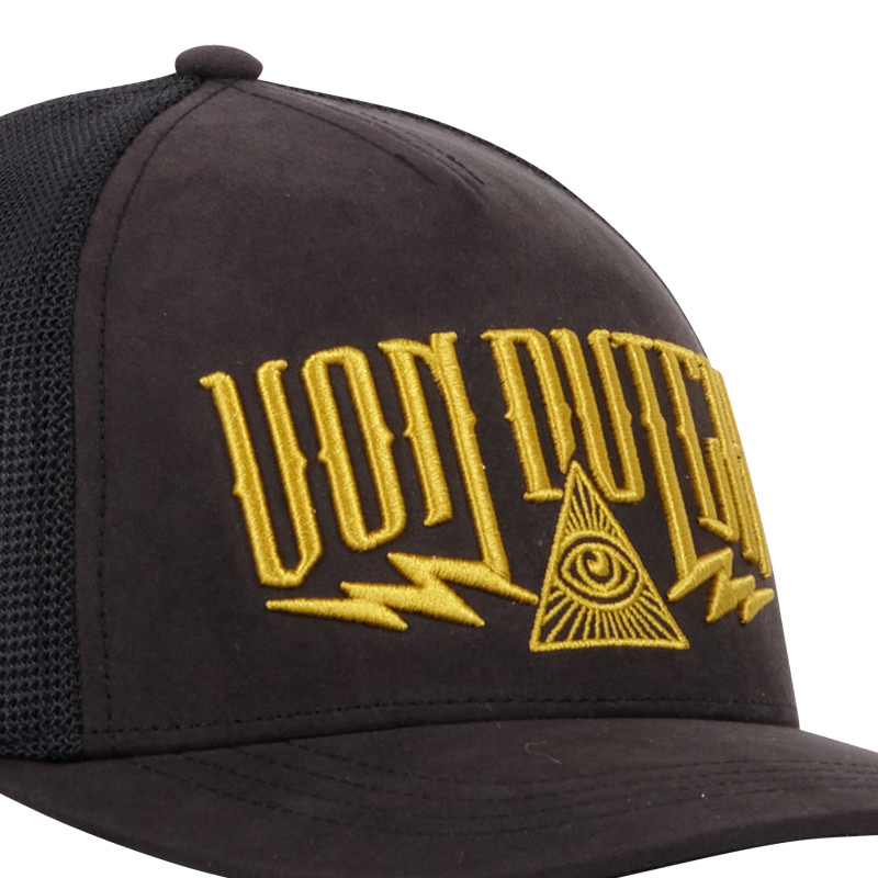 Casquette Vondutch Noir/Jaune Trucker Snapback en Suedine ROCK