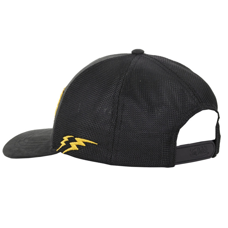 Casquette Vondutch Noir/Jaune Trucker Snapback en Suedine ROCK