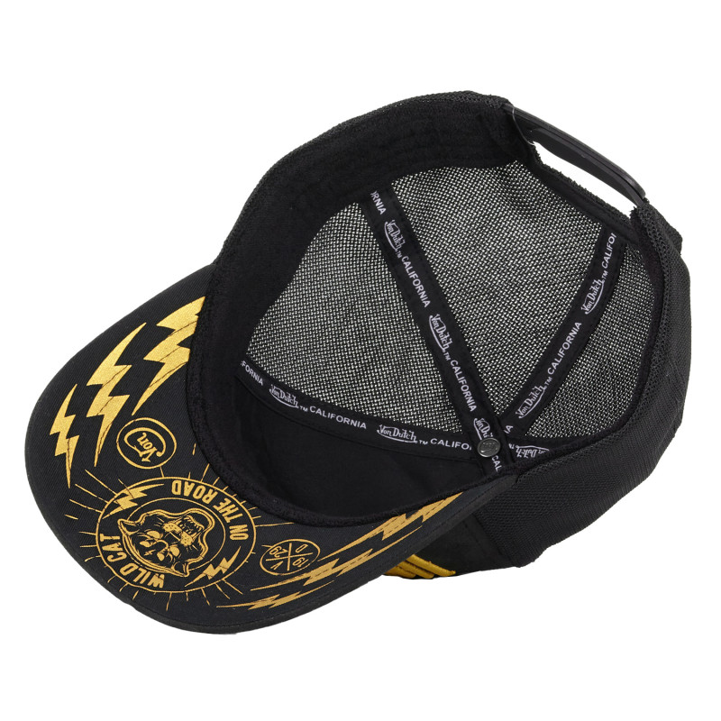 Casquette Vondutch Noir/Jaune Trucker Snapback en Suedine ROCK