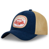 Casquette Vondutch Bleu/Jaune Trucker Snapback en Velours côtelé CORDUROY