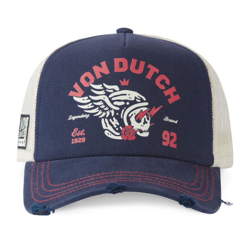 Casquette Vondutch Bleu/Beige/Rose Trucker Snapback effet Usé CREW