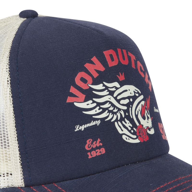 Casquette Vondutch Bleu/Beige/Rose Trucker Snapback effet Usé CREW