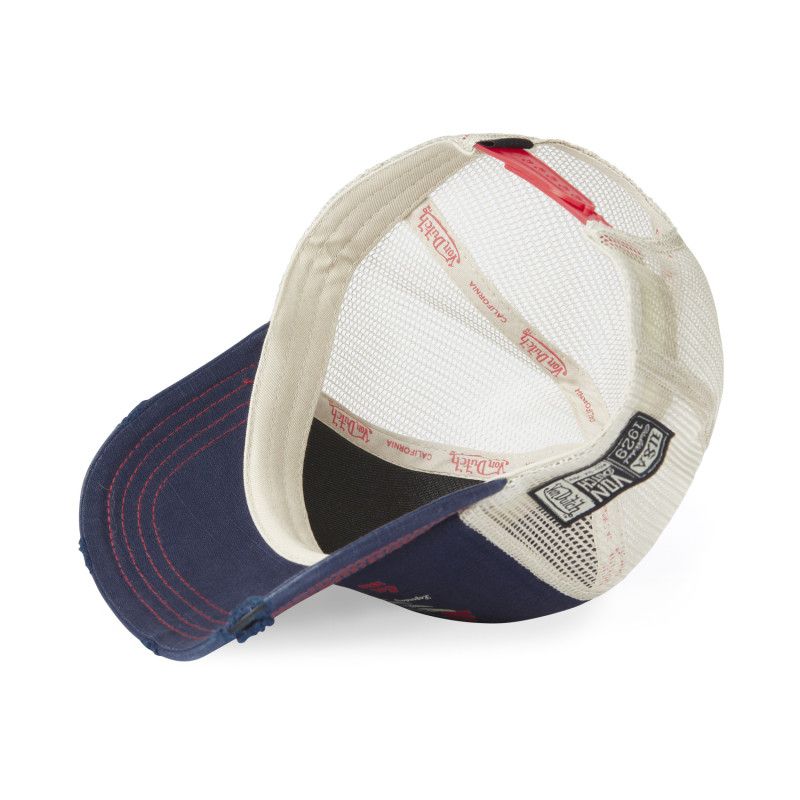 Casquette Vondutch Bleu/Beige/Rose Trucker Snapback effet Usé CREW