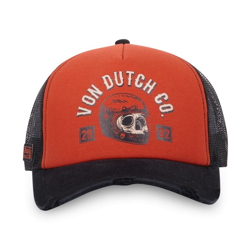 Casquette Vondutch Orange/Noir Trucker Snapback effet Usé CREW